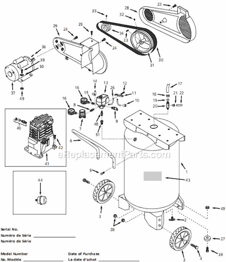 Page A Diagram and Parts List for VT559506 2006 Campbell Hausfeld Compressor